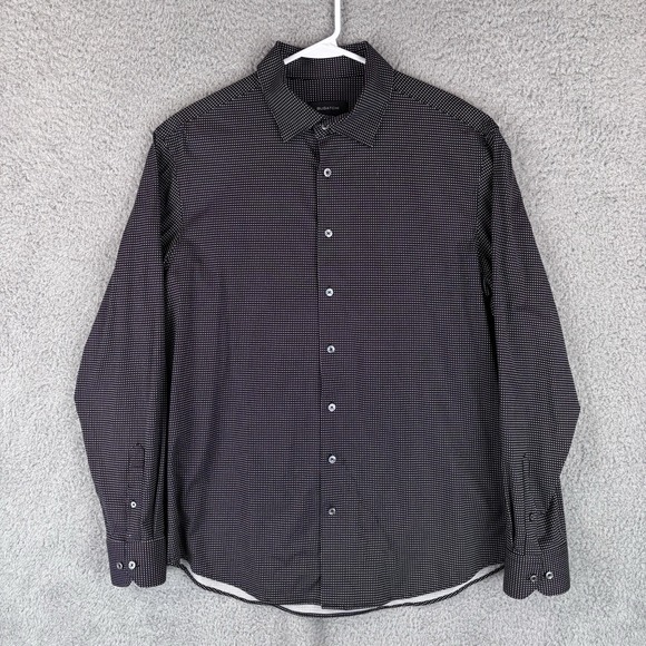 Bugatchi Other - Bugatchi Dress Shirt Men XL Black White Polka Dot 8 Way Stretch Button